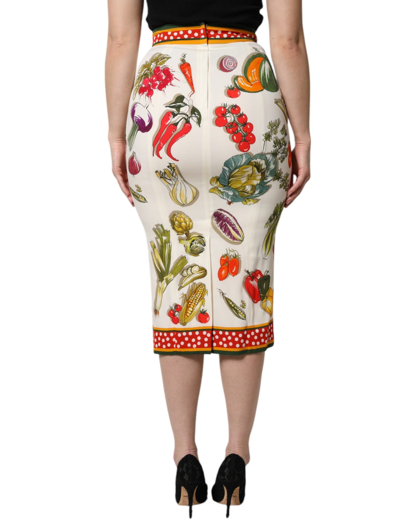 Multicolor High Waist Pencil Cut Midi Skirt