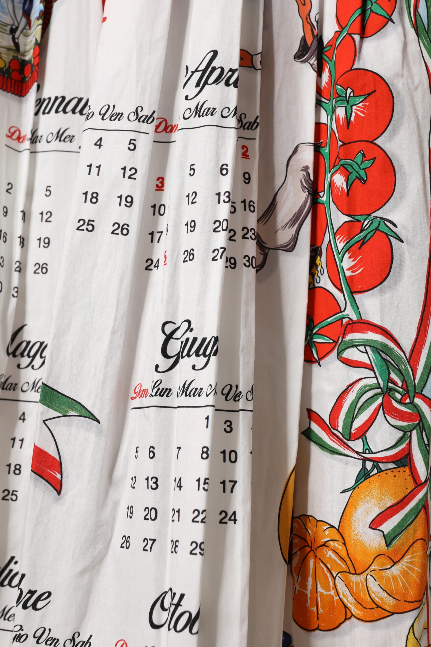 Multicolor Cotton Calendar Print Maxi Skirt