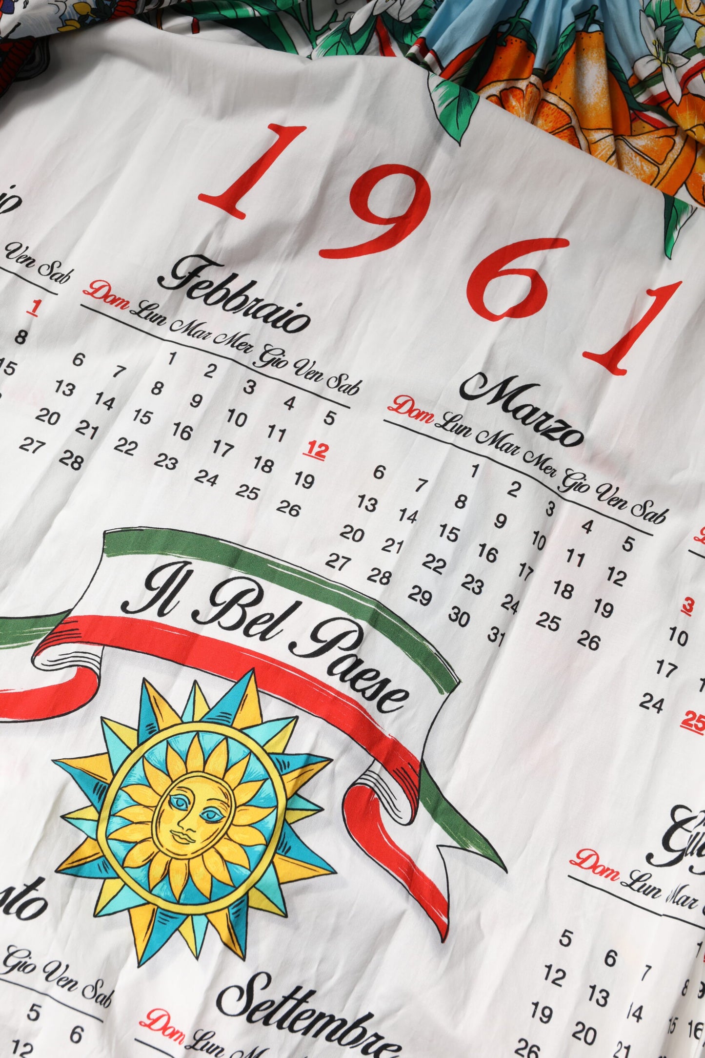 Multicolor Cotton Calendar Print Maxi Skirt
