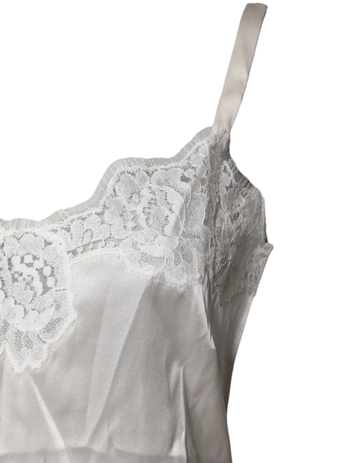 Top White Satin Lace Tank Lingerie Underwear