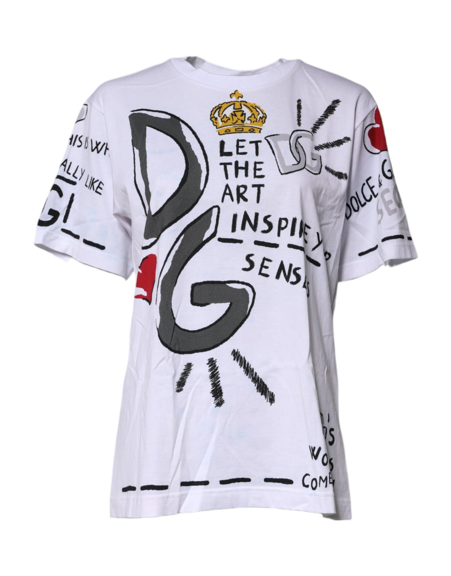 White Short-Sleeved Printed Jersey T-shirt