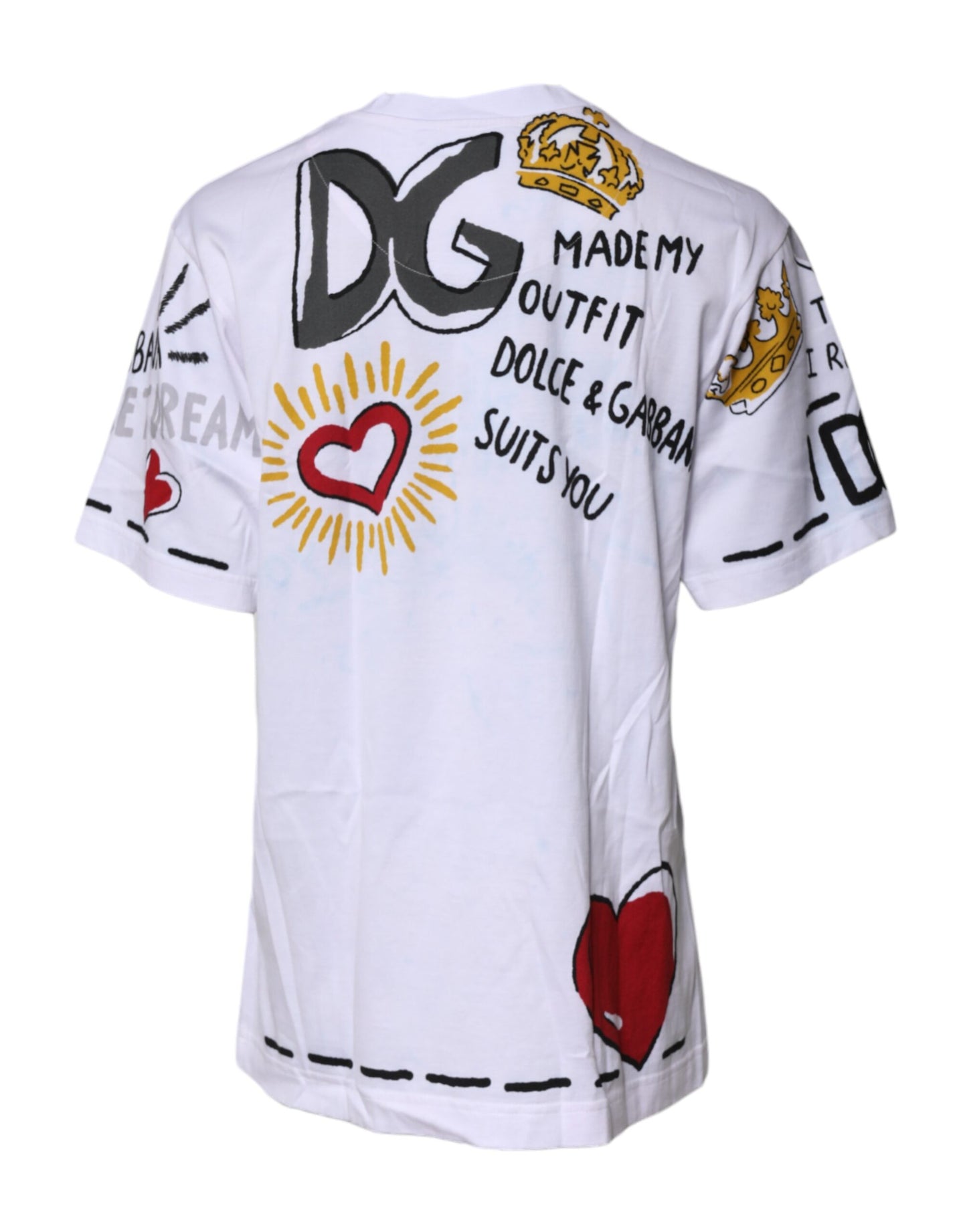 White Short-Sleeved Printed Jersey T-shirt