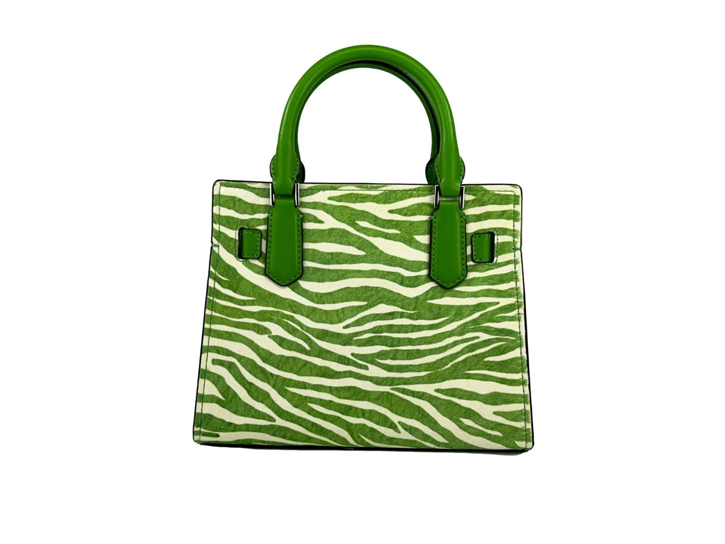 Hamilton Small Leather Zebra Print Satchel Crossbody Jungle Green