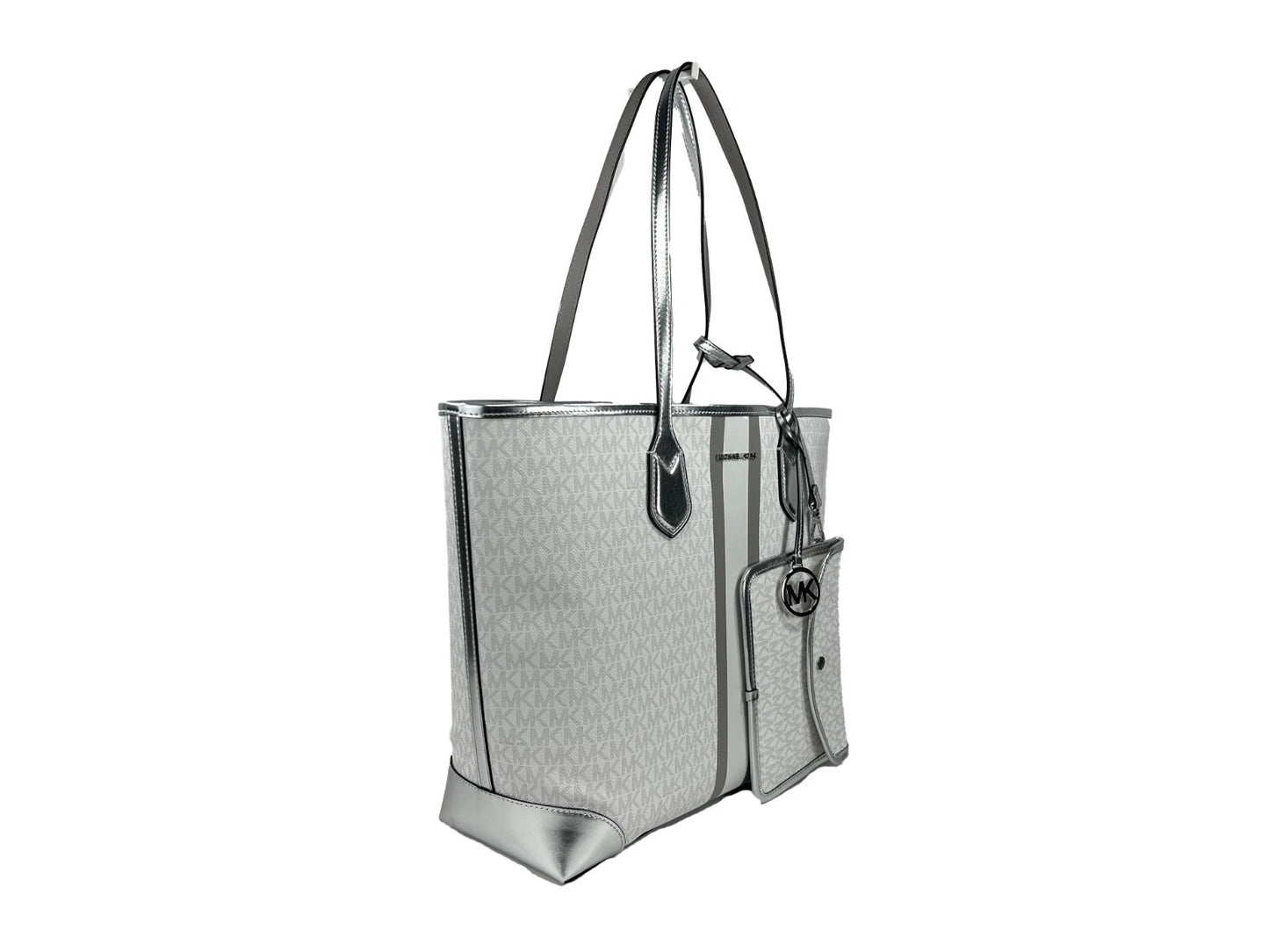 Eva Large Stripe Travel Tote Bag Plus Pouch White