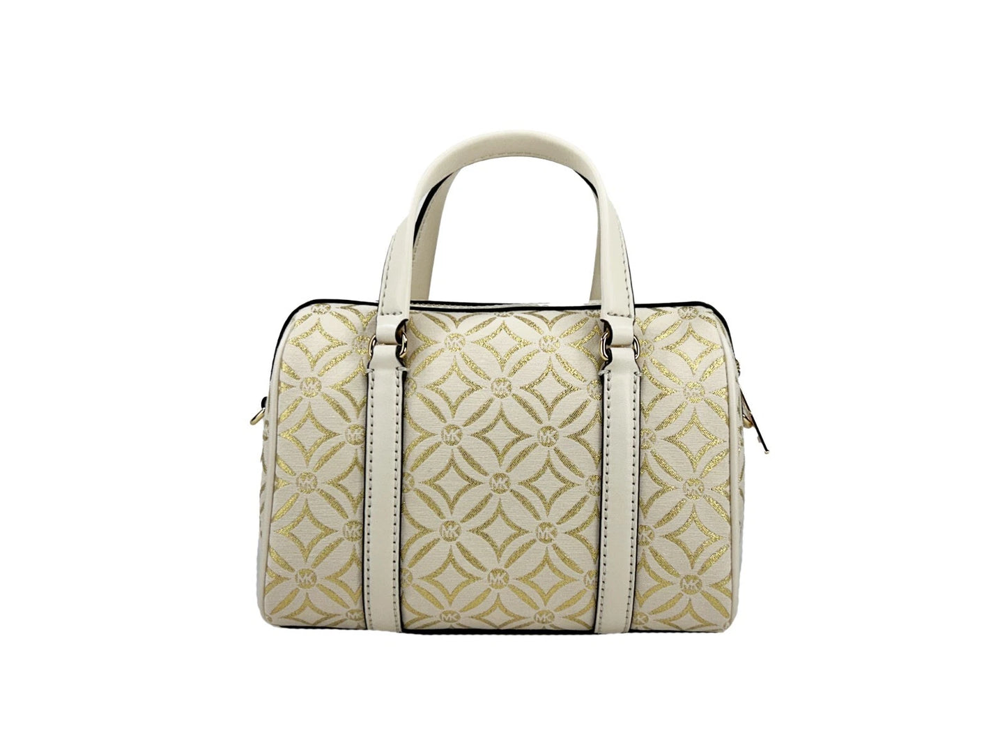 Travel Small Pebbled Leather Duffle Crossbody Handbag Pale Gold Multi
