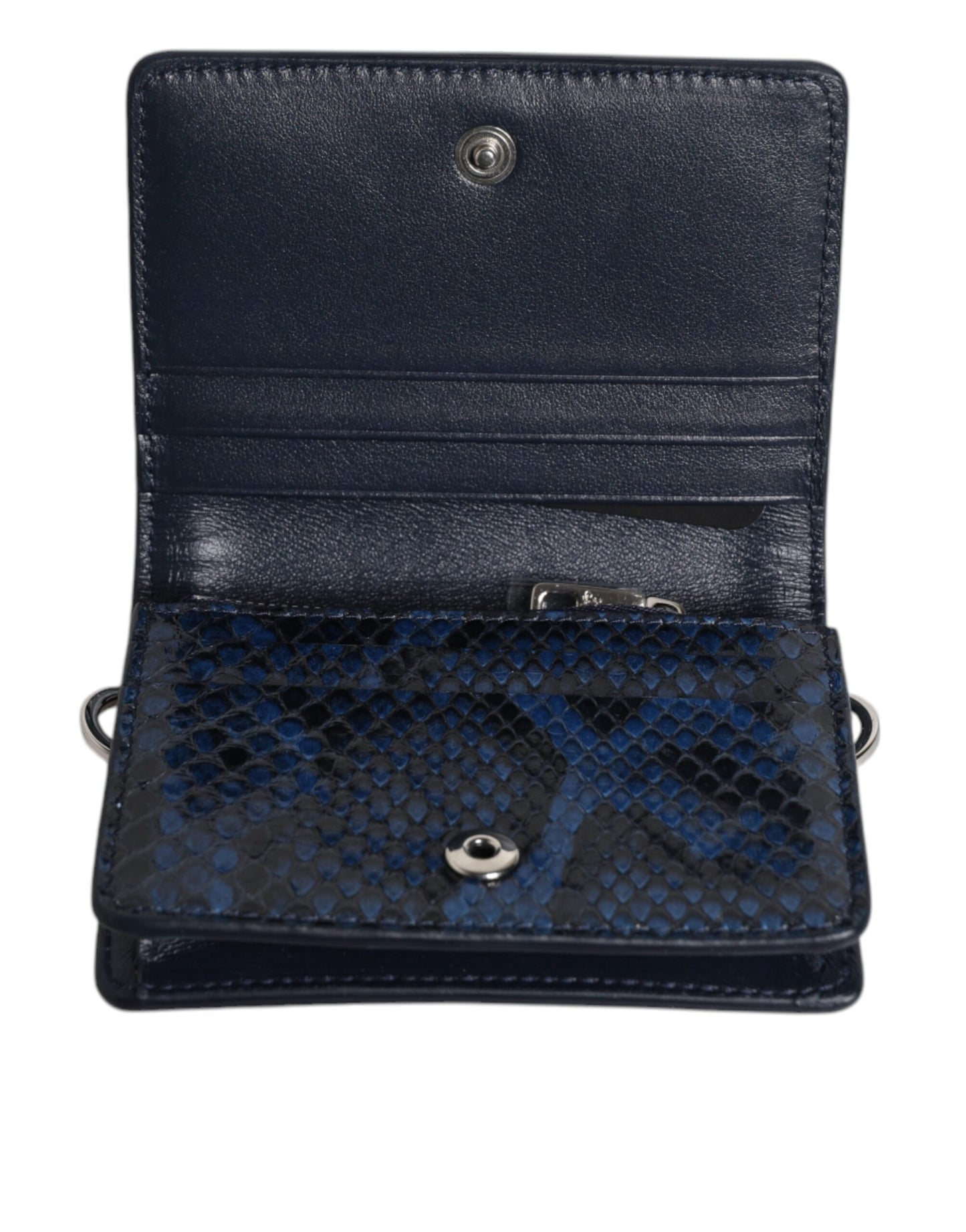 Beige Blue Leather Canvas Bifold Crossbody Bag