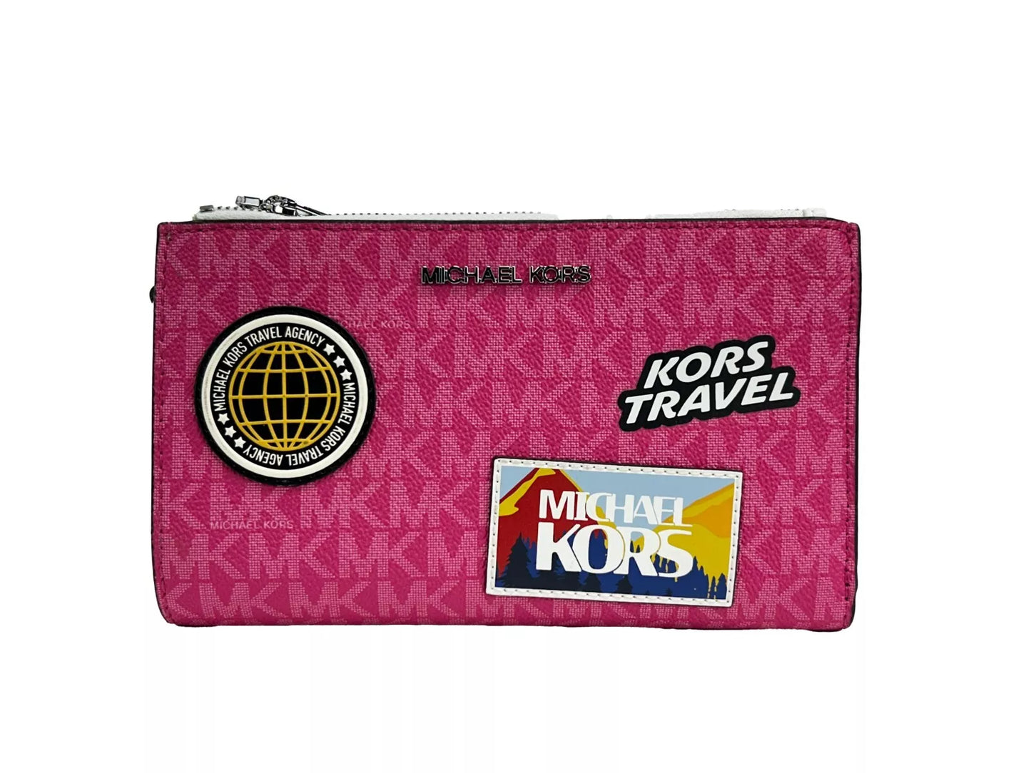 Jet Set Travel Double Zip Wristlet Wallet Dragon Fruit