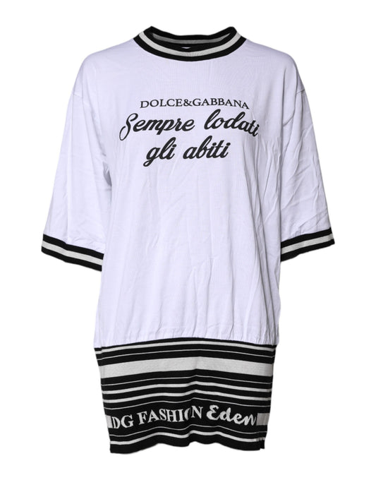 White Cotton DG Fashion Crew Neck T-shirt