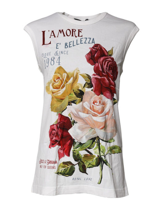 White Floral L'Amore E'Bellezza Cotton Top