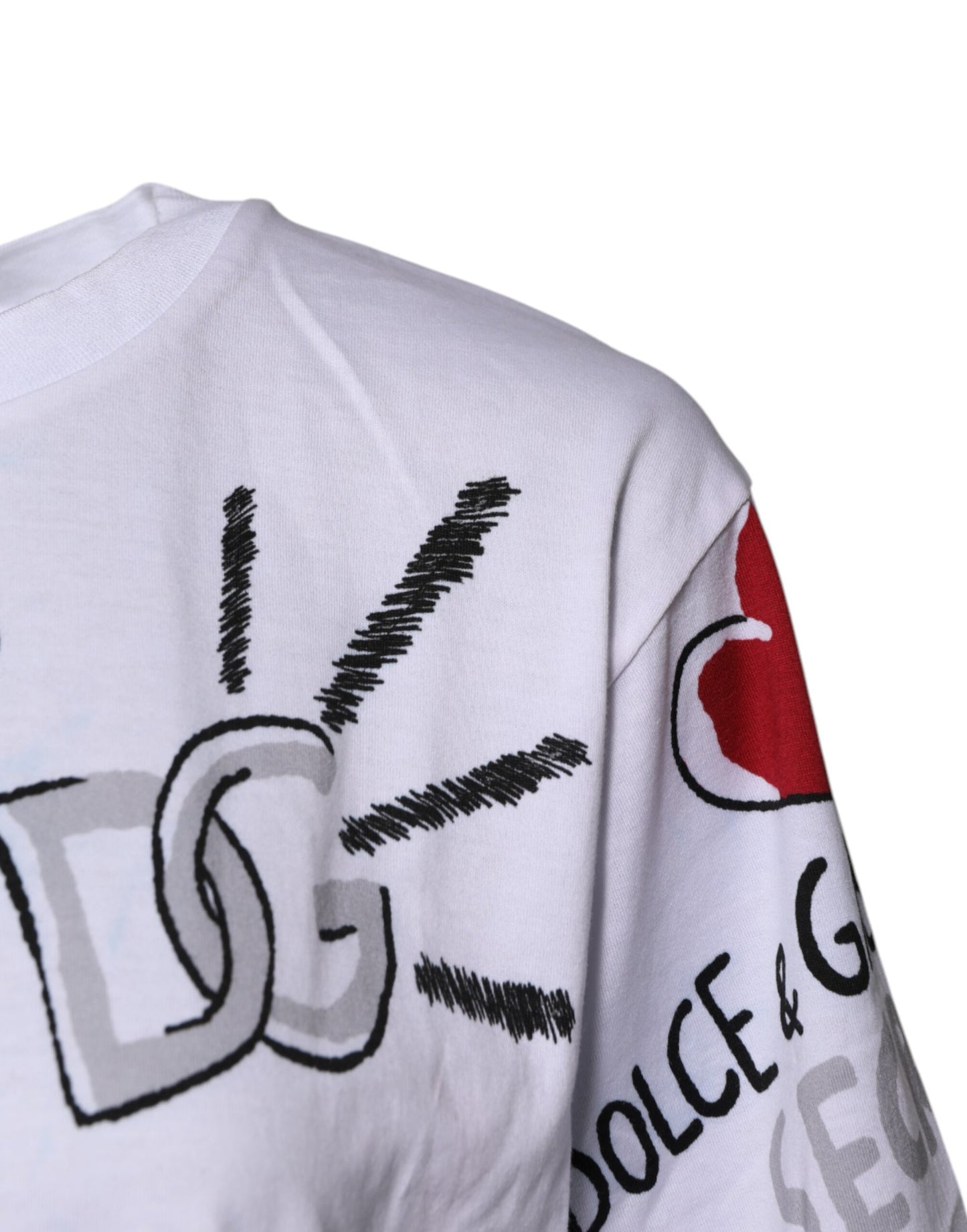 White Short-Sleeved Printed Jersey T-shirt